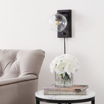 Hugo 6" Minimalist Modern Plug-In or Hardwired Adjustable Iron LED Wall Sconce with Rotary Dimmer - JONATHAN Y